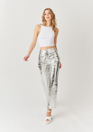 Amy Lynn Lupe Metallic Silver Trouser at Rock 'N Rose Boutique