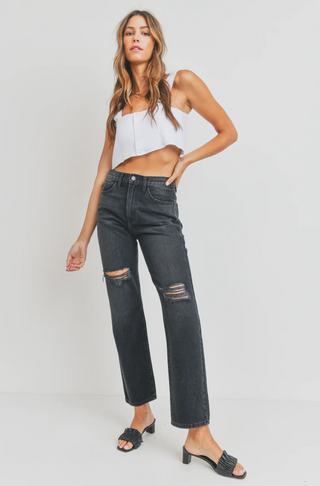 Buy Women's High Waist Distressed Black Jeans Online at Rock 'N Rose Boutique