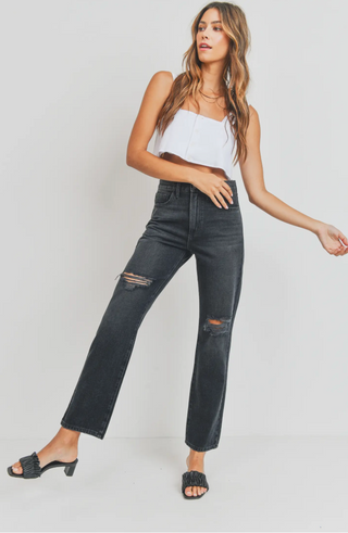 Shop Women's Black Straight Leg Jeans Online at Rock 'N Rose Boutique