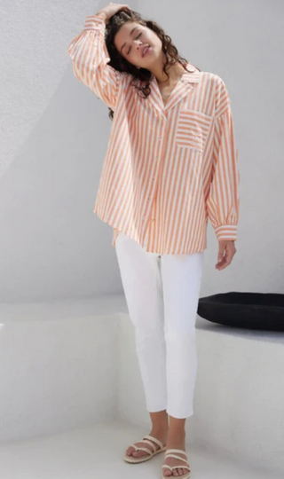 Buy the Sunset Stripe Button Down Shirt for Women from Lost + Wander Available Online at Rock 'N Rose Boutique