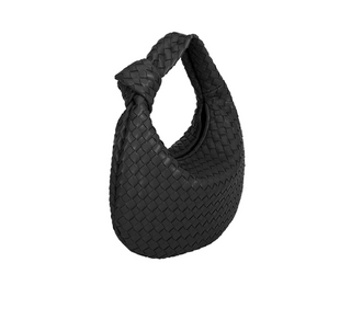 Black Vegan Leather Woven Mini Bag from Melie Bianco at Rock 'N Rose Boutique