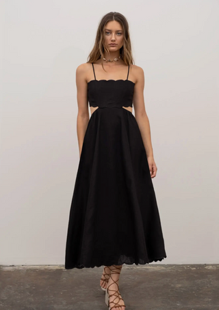 Buy Women's Black Scalloped Midi Dresses from Moon River Online at Rock 'N Rose Boutique