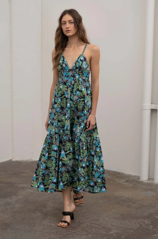 Shop Women's Floral Tiered Midi Dresses from Moon River Online at Rock 'N Rose Boutique